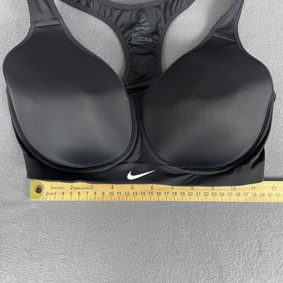 Nike Dri Fit Sports Bra Womens 34DD Black Padded Racerback High Support - Picture 7 of 16